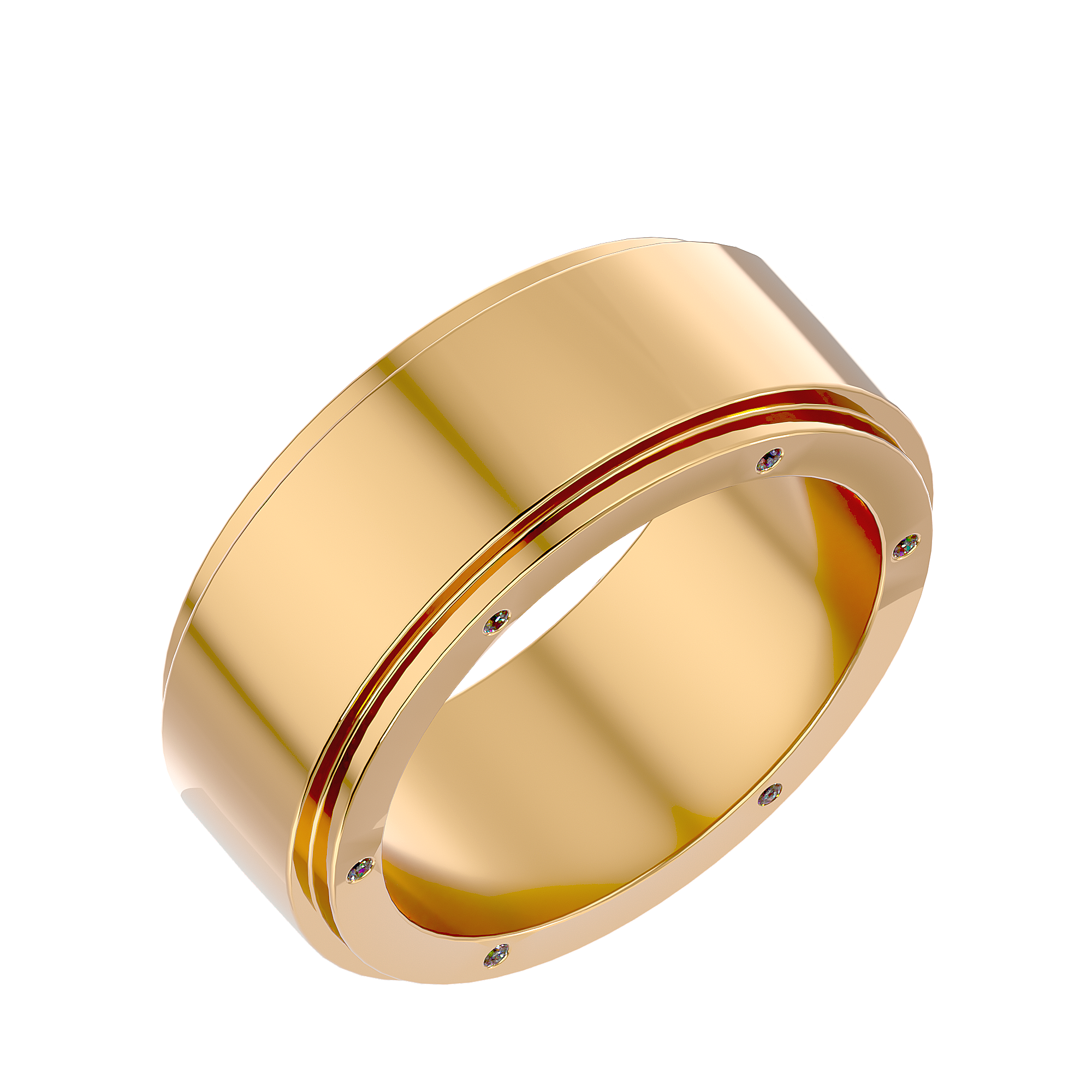 HOH Diego Solid Gold Mens Wedding Band